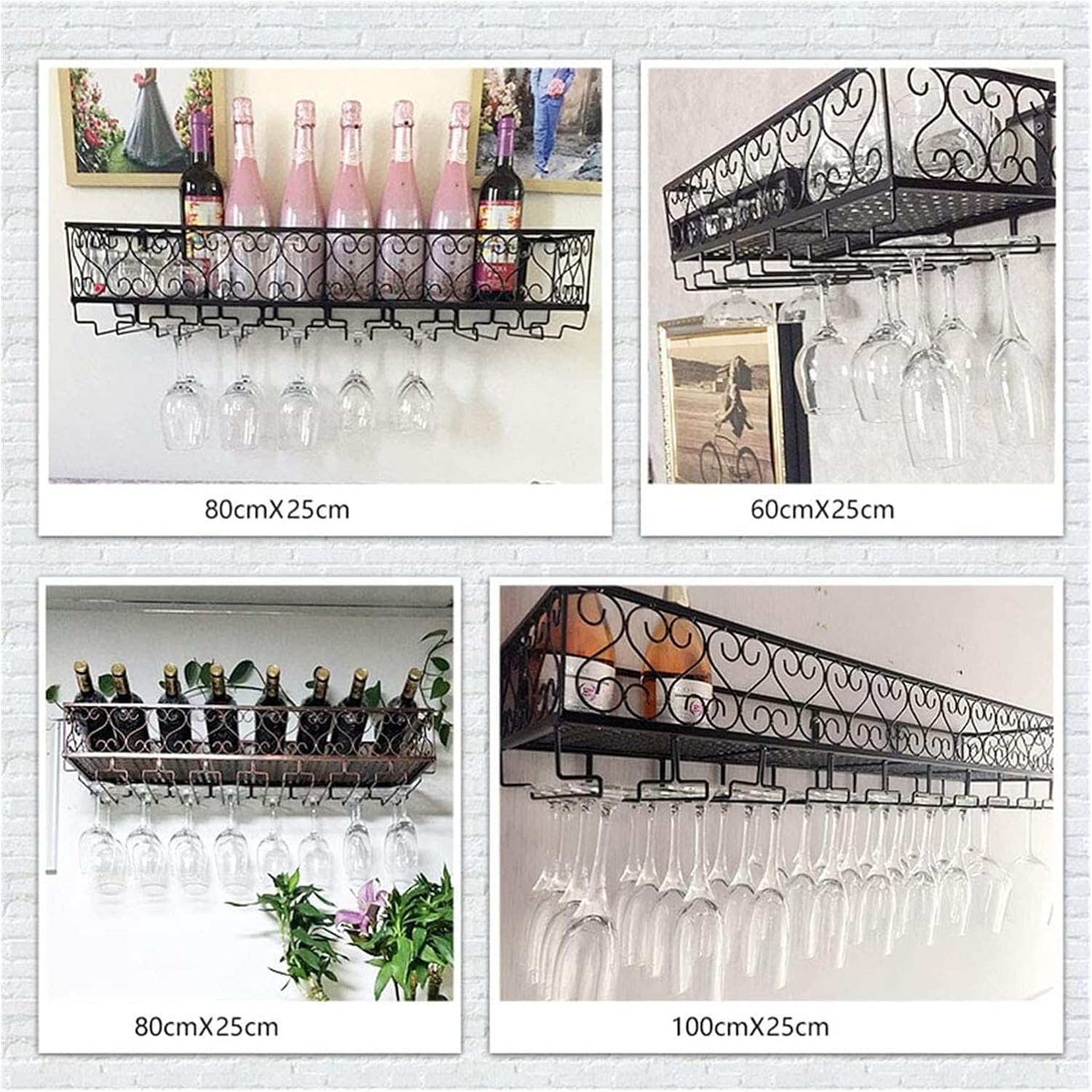 ALDEPO Wall-Mounted Wine Rack Black Industrial Style