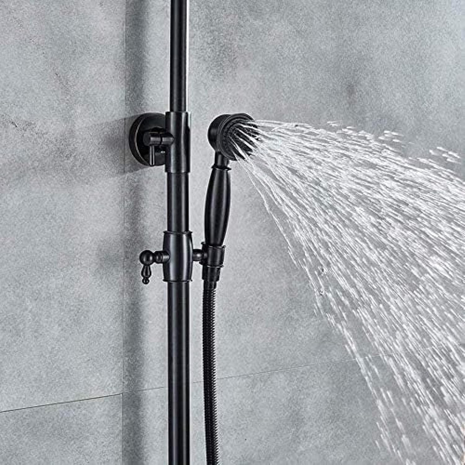 TECKI Black Oil Rubbed Bronze Shower Head Set with Handheld Mixer Taps