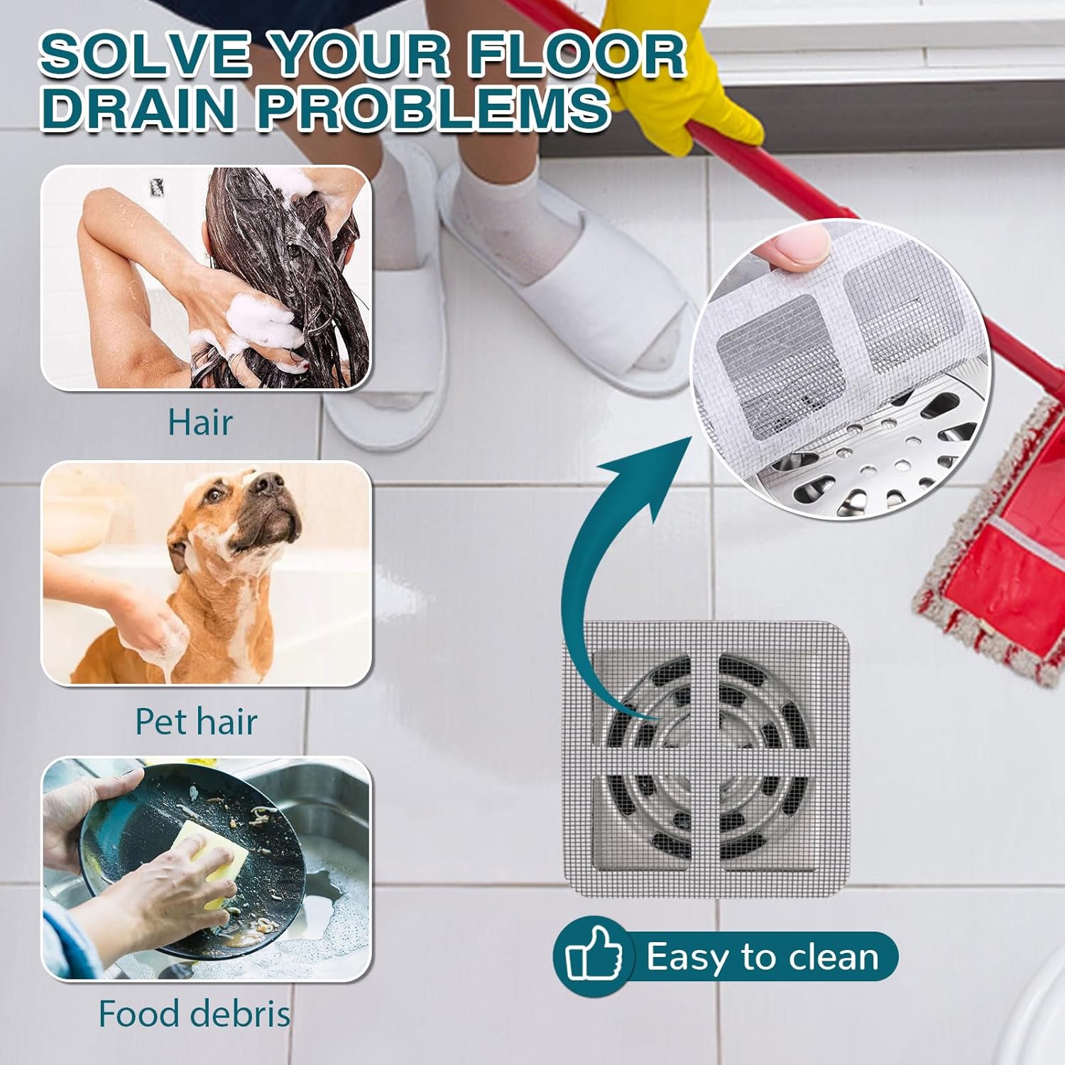 Quxddy 100pcs Shower Hair Catcher 4 Inch Square Drain Strainer