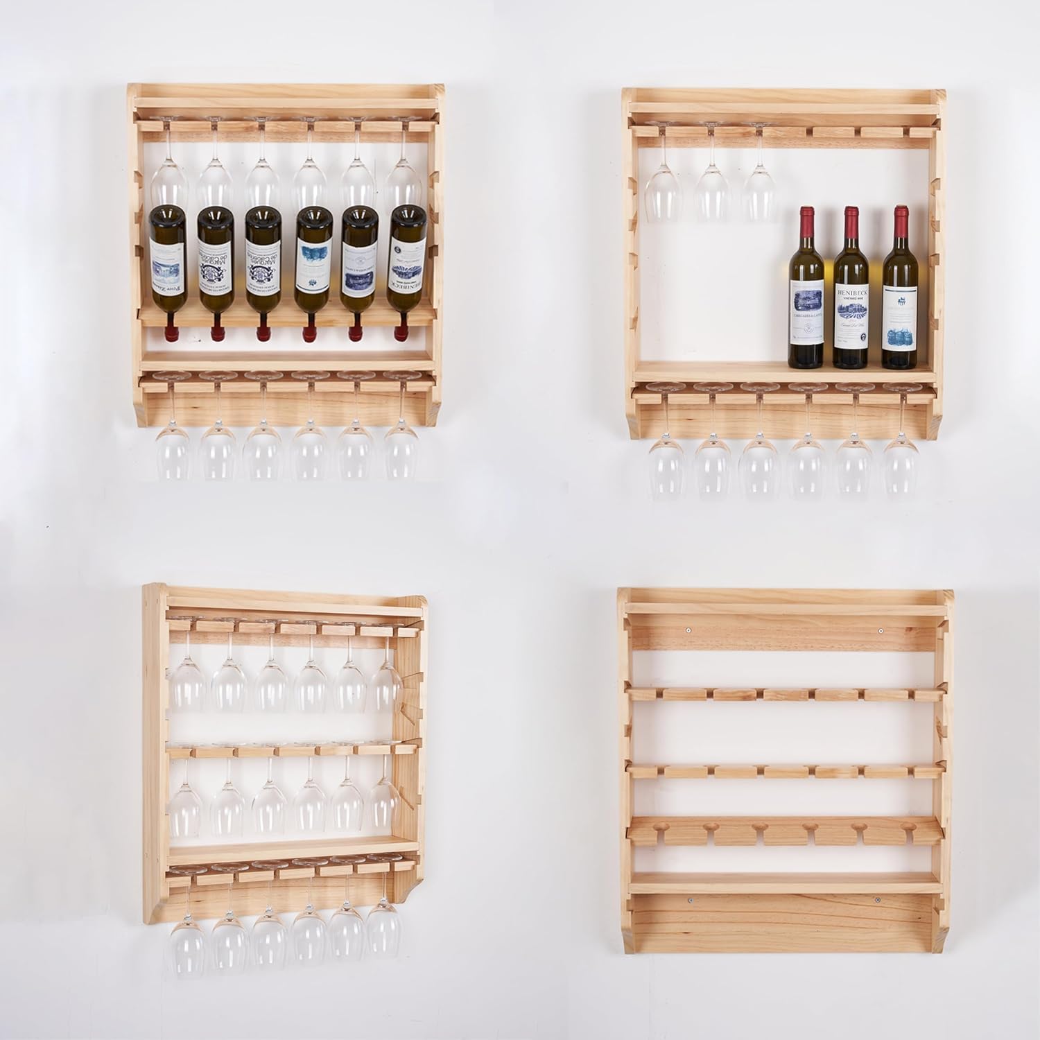 18 Bottle Wall Wine Rack with Glass Holder 1