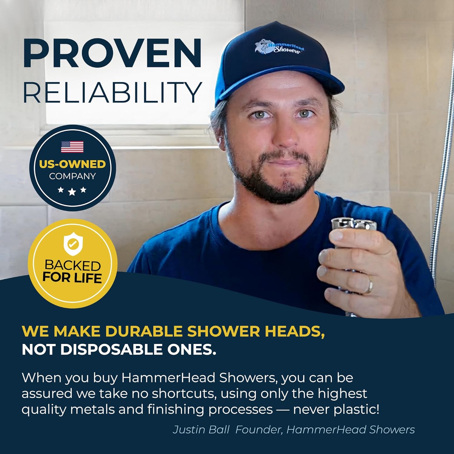 HammerHead Showers Dual Combo - 8-Inch Rainfall 3-Flow Handheld