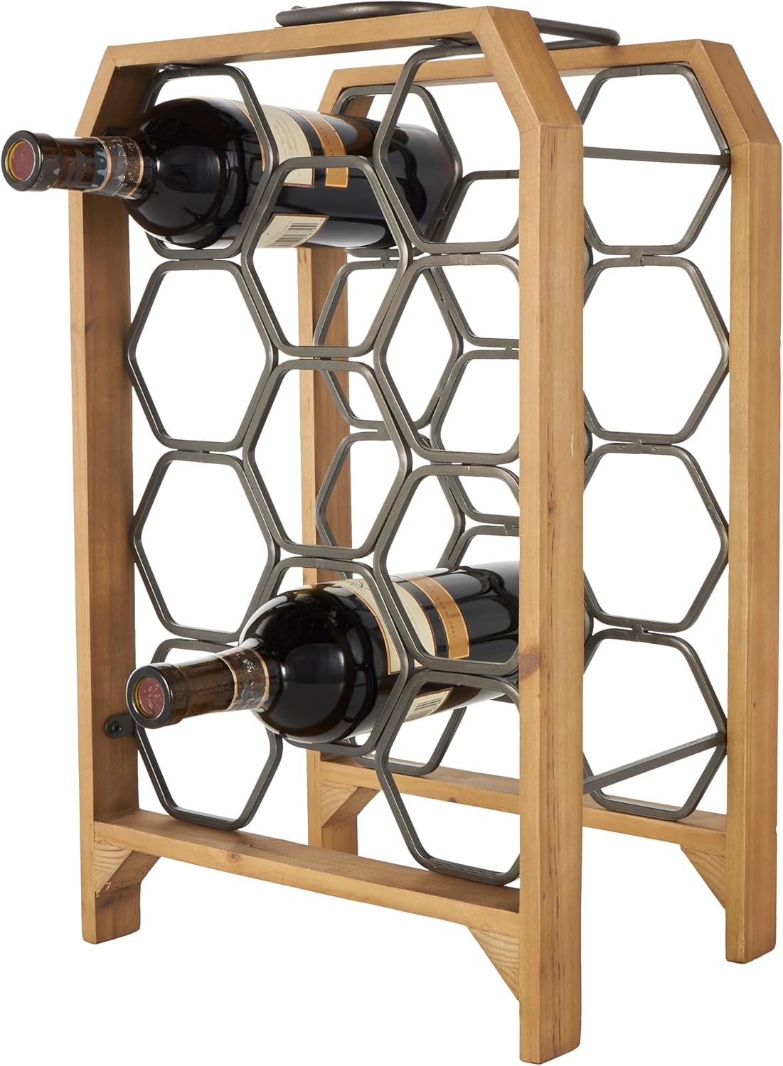 Deco 79 Industrial Wood Wine Rack with 11 Slots