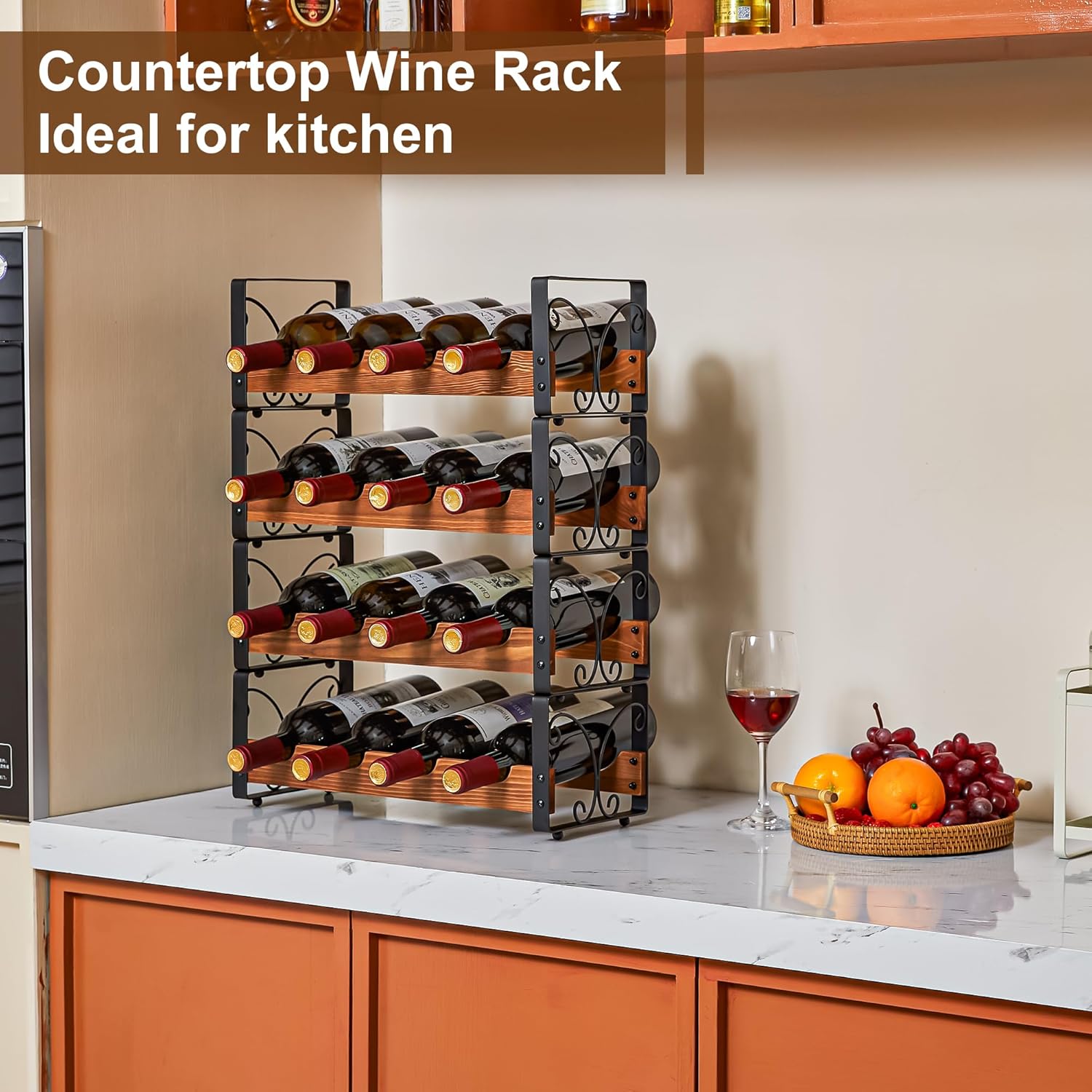 Xcosrack Freestanding Wine Rack with 4 Tiers and Patent Design