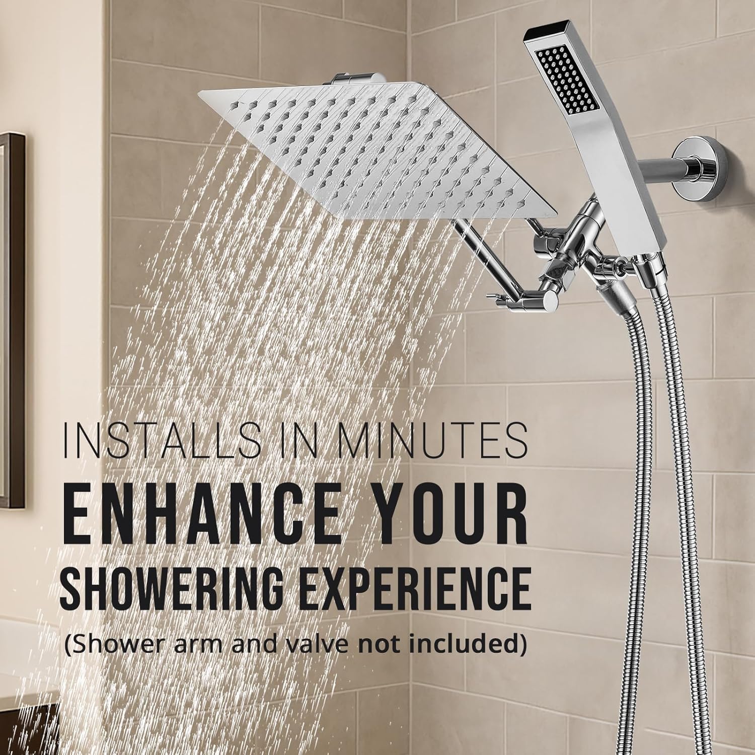 G-Promise All Metal 10 Inch Dual Square Shower Head Set