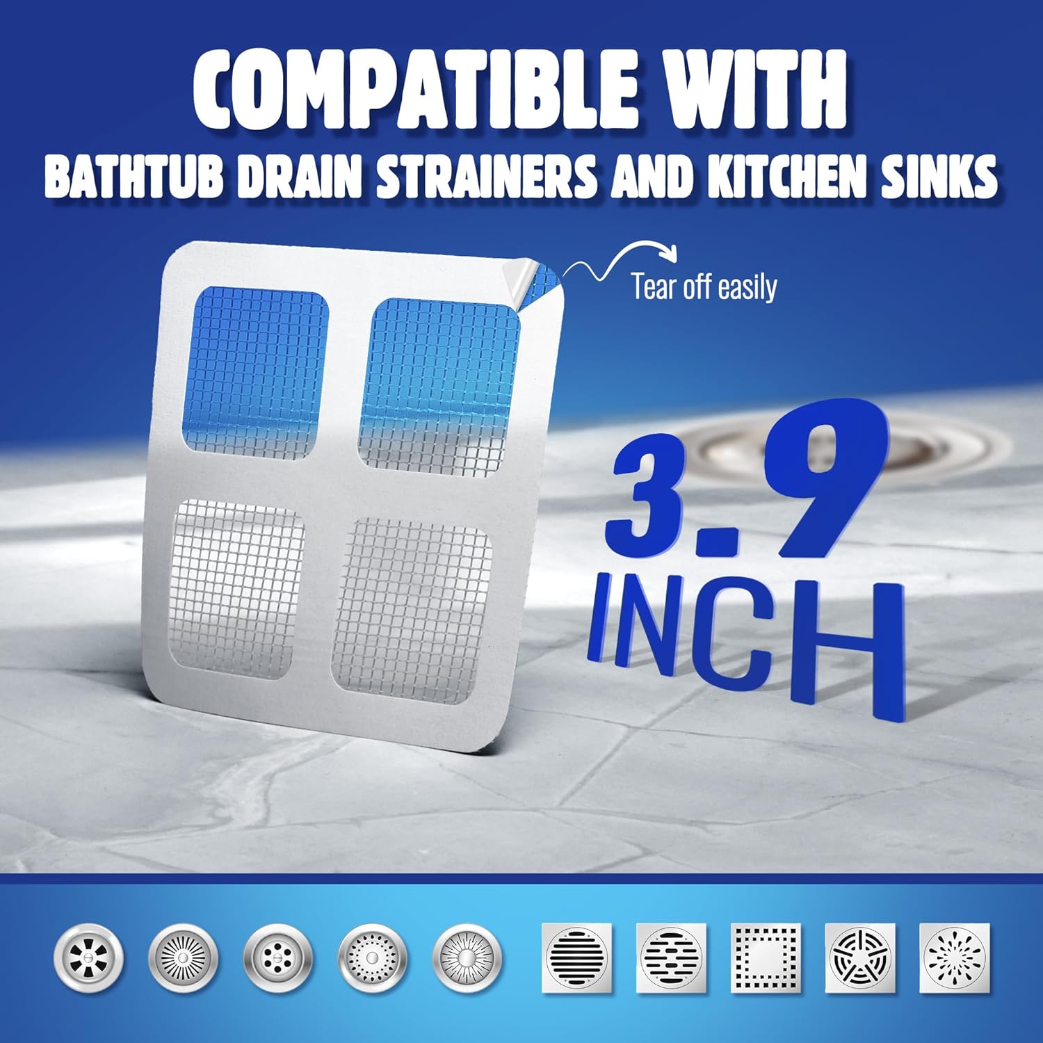 50 Pack Shower Hair Catcher Drain Cover Disposable Reusable