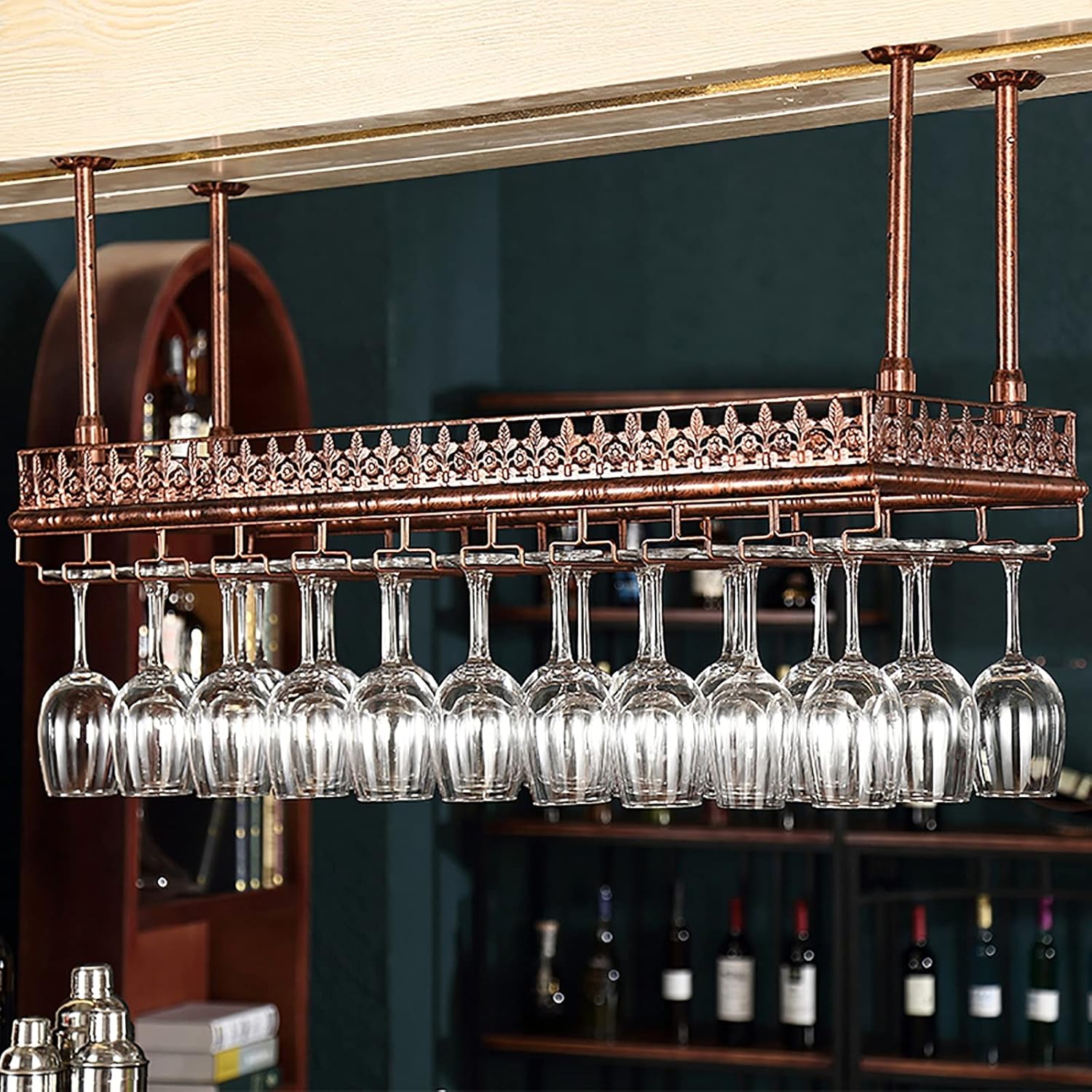 Ceiling Metal Wine Racks Adjustable Height Wall Mounted Holder