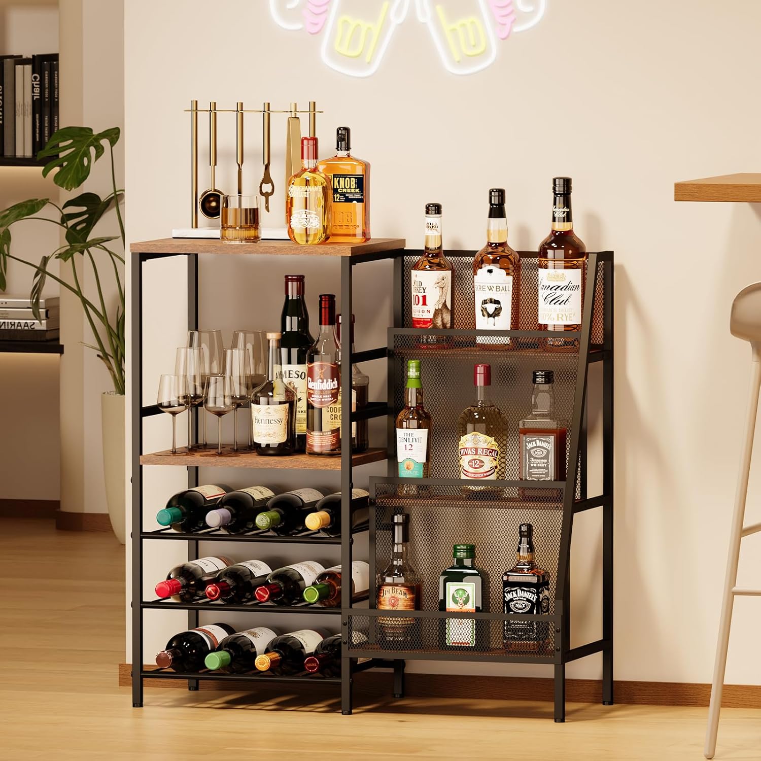 Hayexiha 3-Tier Freestanding Wine Liquor Rack Cabinet