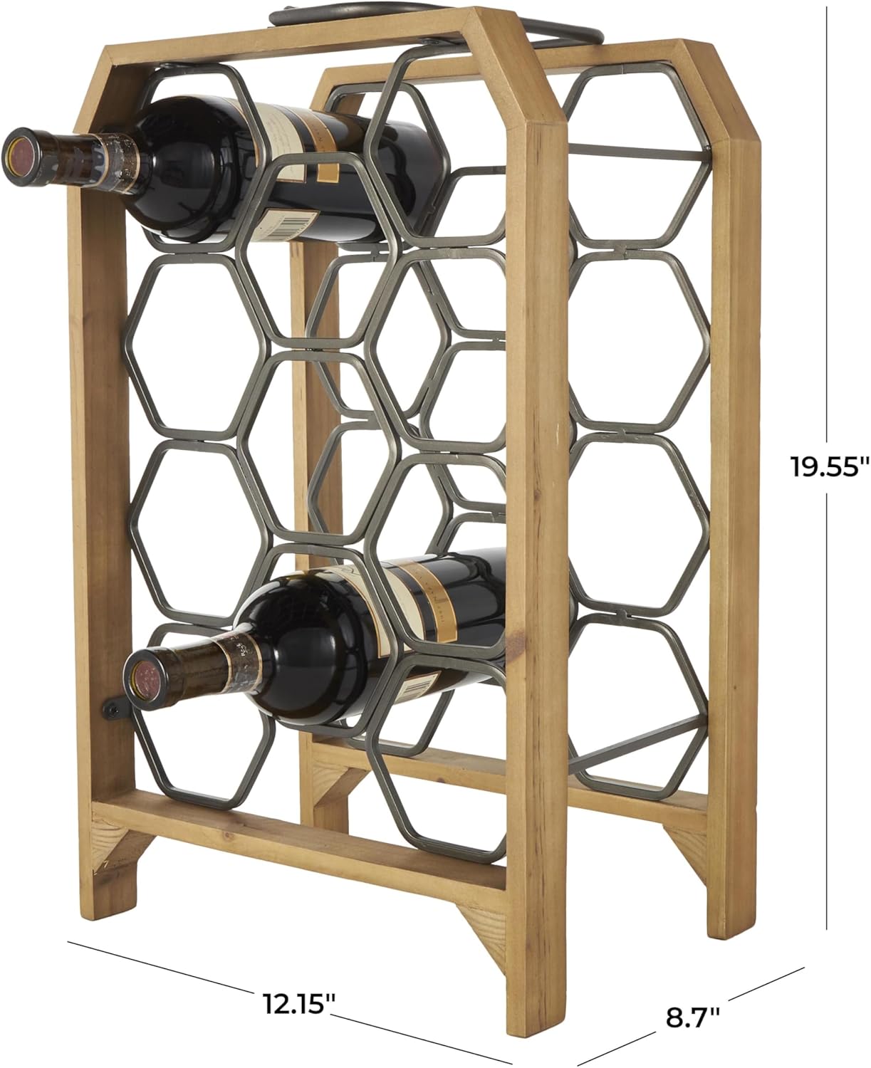 Deco 79 Industrial Wood Wine Rack with 11 Slots
