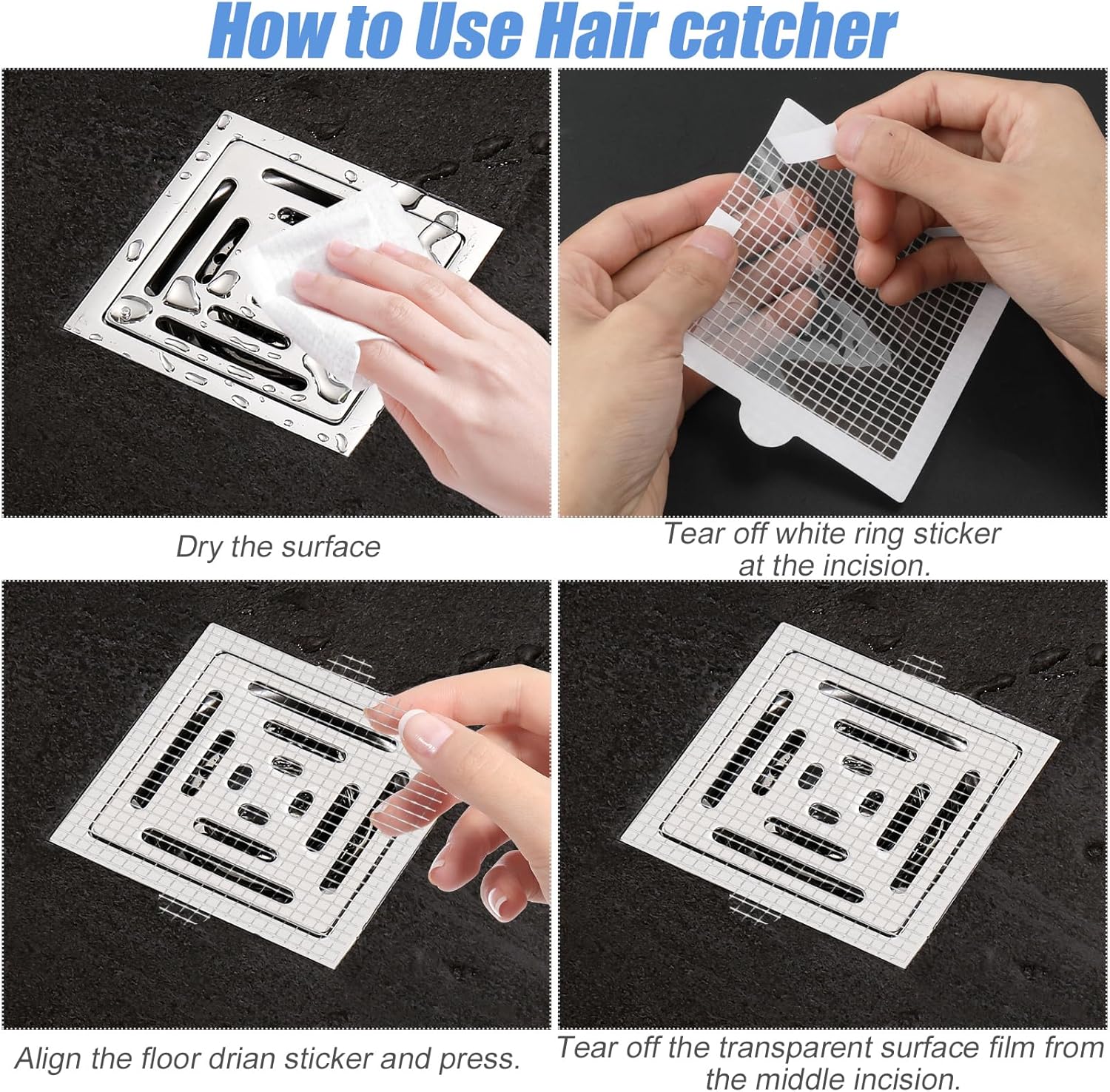 BOXOB 30pcs Square Drain Hair Catchers 1