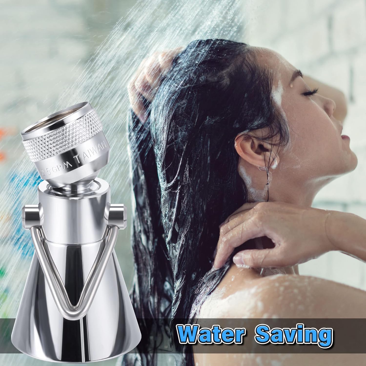 Enhon 2 Setting Pivoting Shower Head with Shut Off Valve