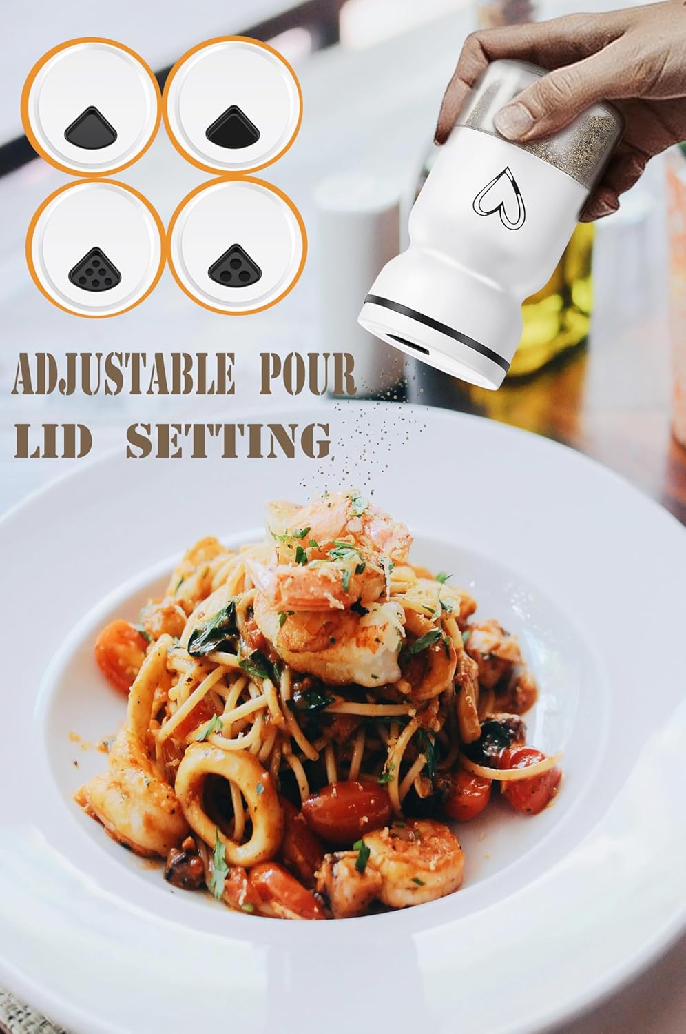 Stainless Steel Salt and Pepper Shaker Set with Adjustable Pour Holes