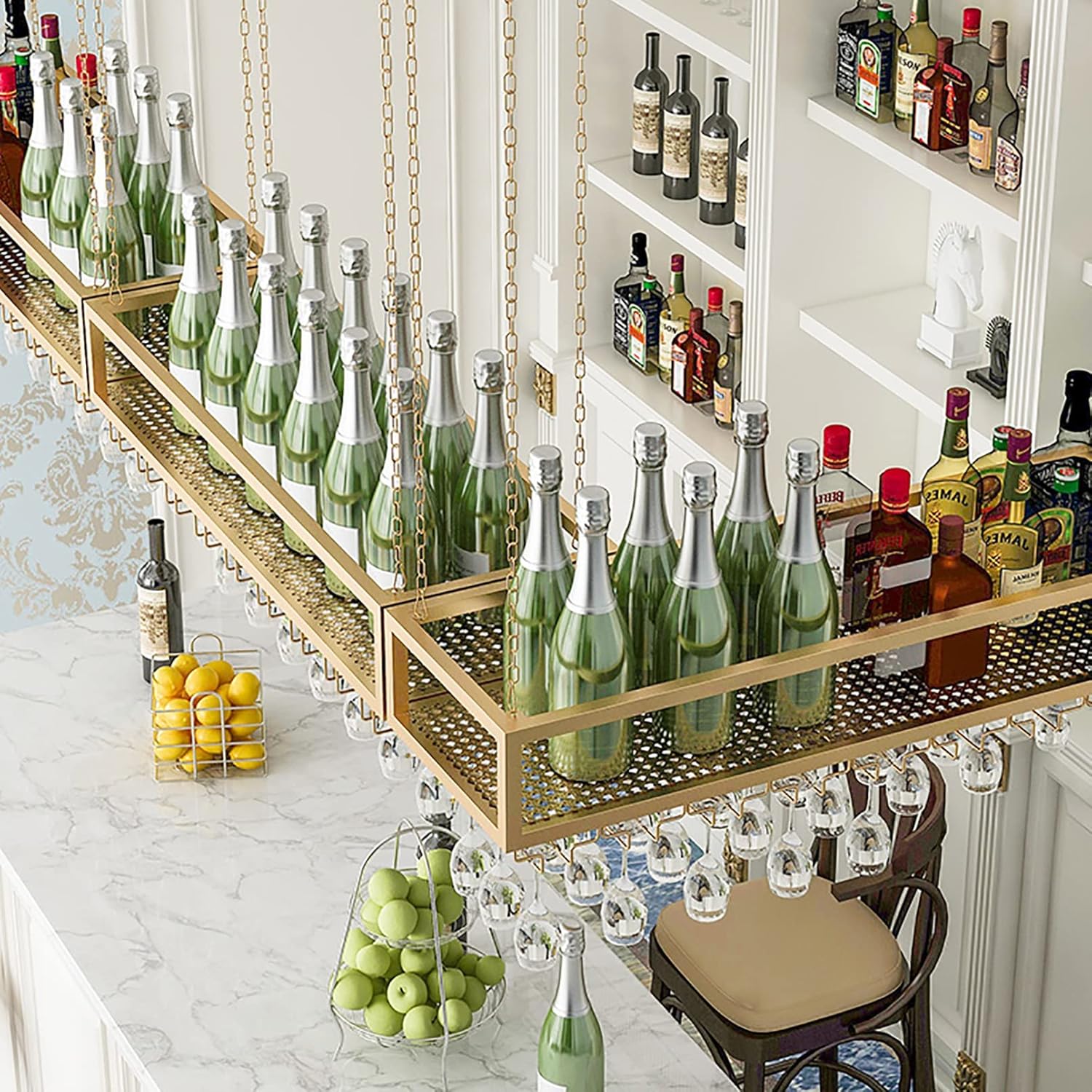 Wall-Mounted Wine Rack for Cabinet Ceiling Storage