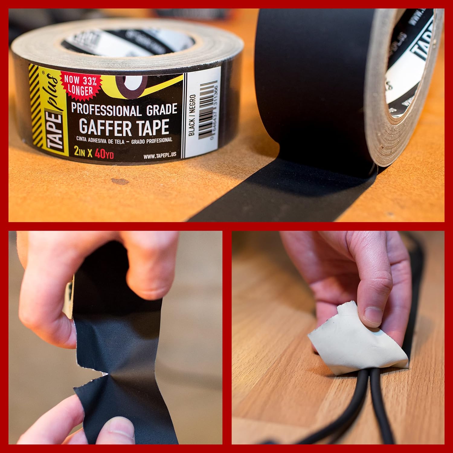 4 Pack Gaffer Tape 2in x 40 Yards Matte Black