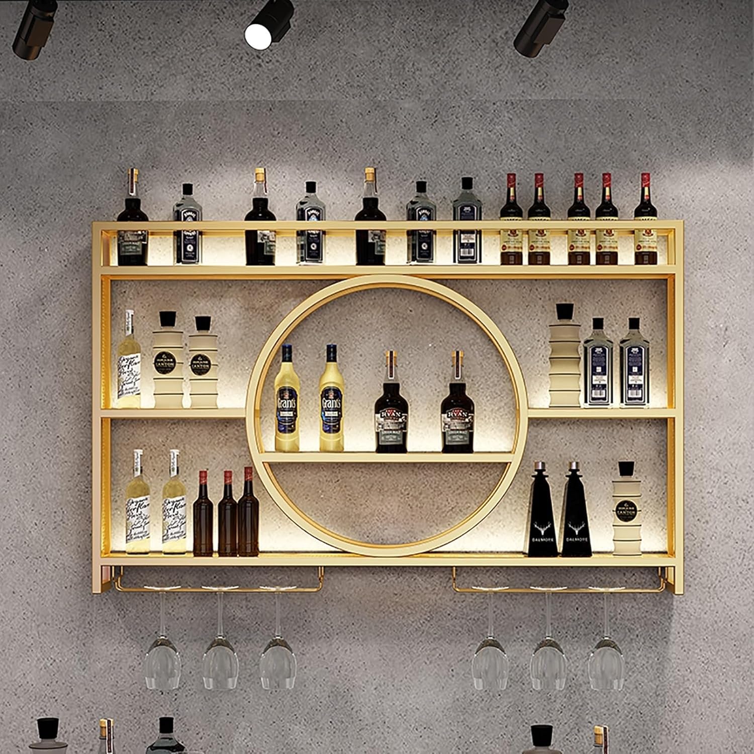 XONJEMU Wall Mounted Wine Rack with Stemware Hanger
