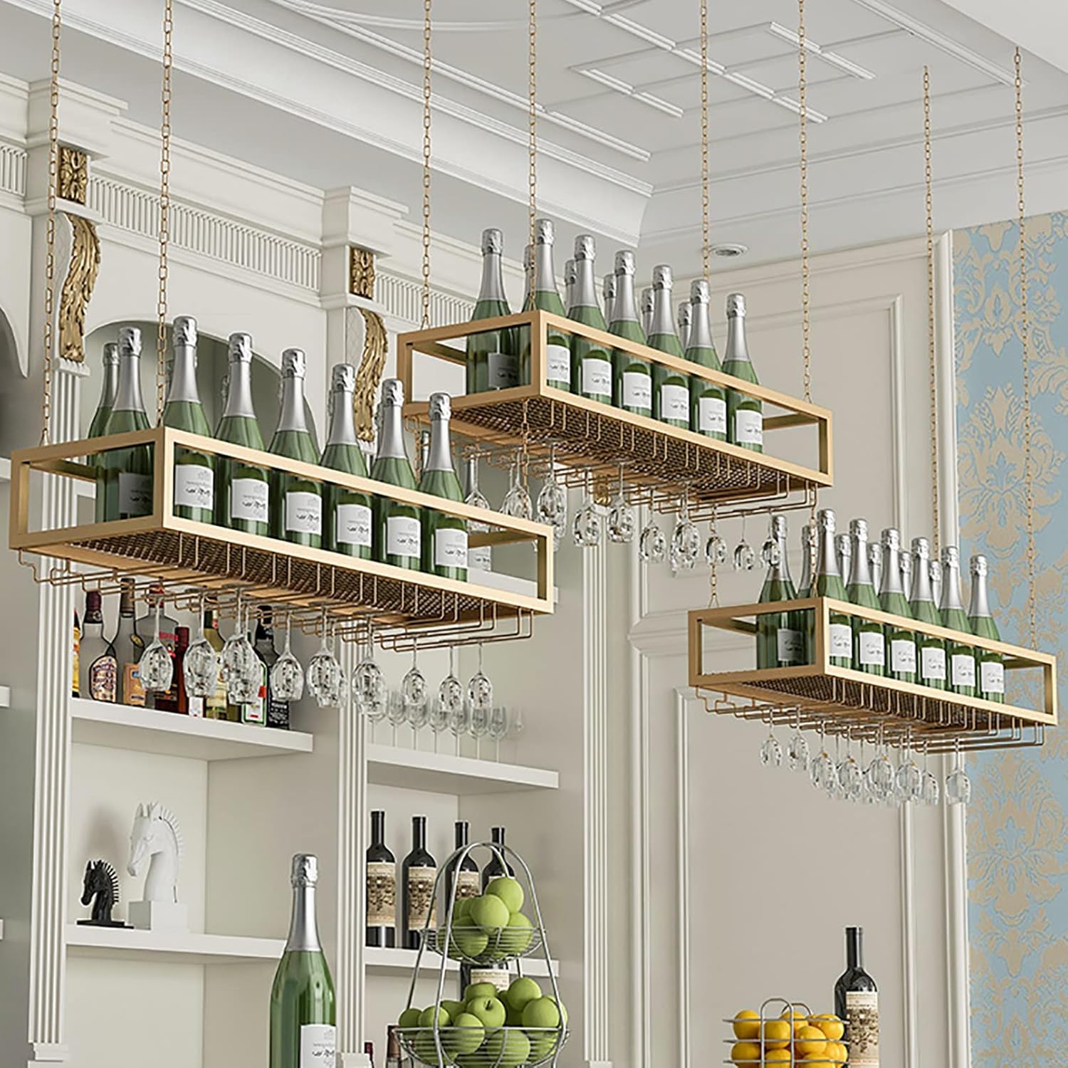 Wall-Mounted Wine Rack for Cabinet Ceiling Storage