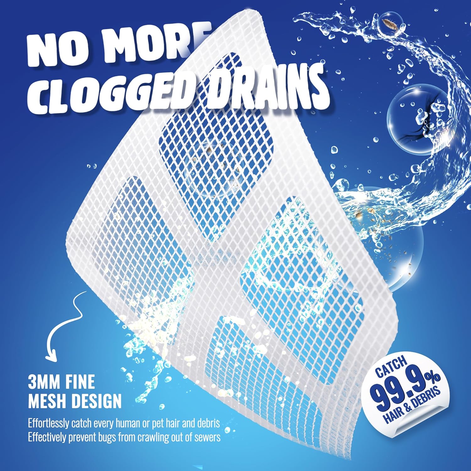 50 Pack Shower Hair Catcher Drain Cover Disposable Reusable