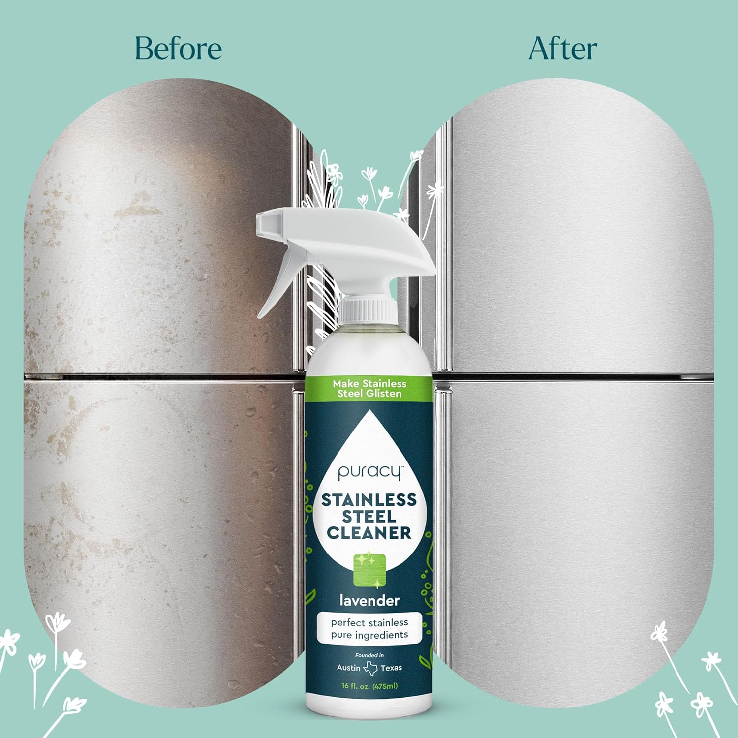 Puracy Stainless Steel Cleaner with Lavender Scent