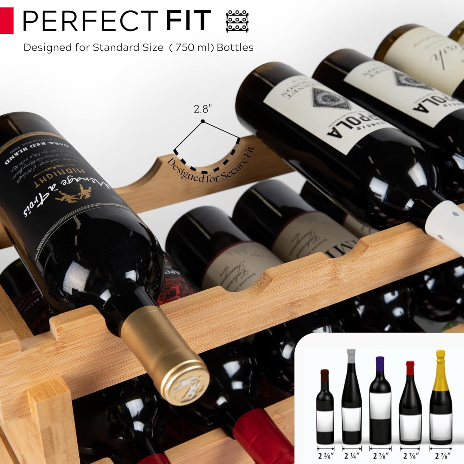 Decomil 8-Tier Bamboo Wine Rack 72 Bottle Capacity 1