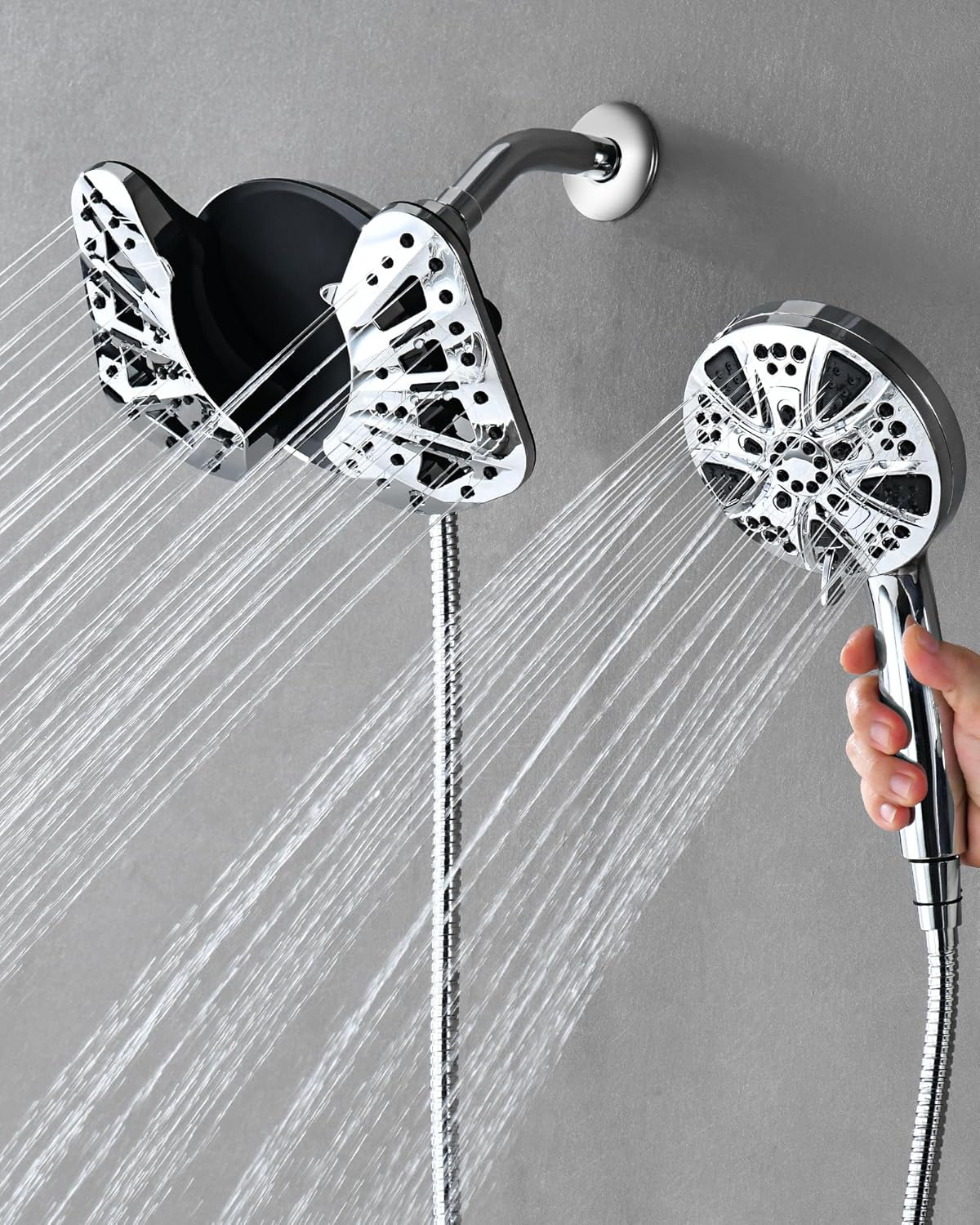 GRICH Dual High Pressure Shower Head with 10 Modes and Handheld Spray Combo