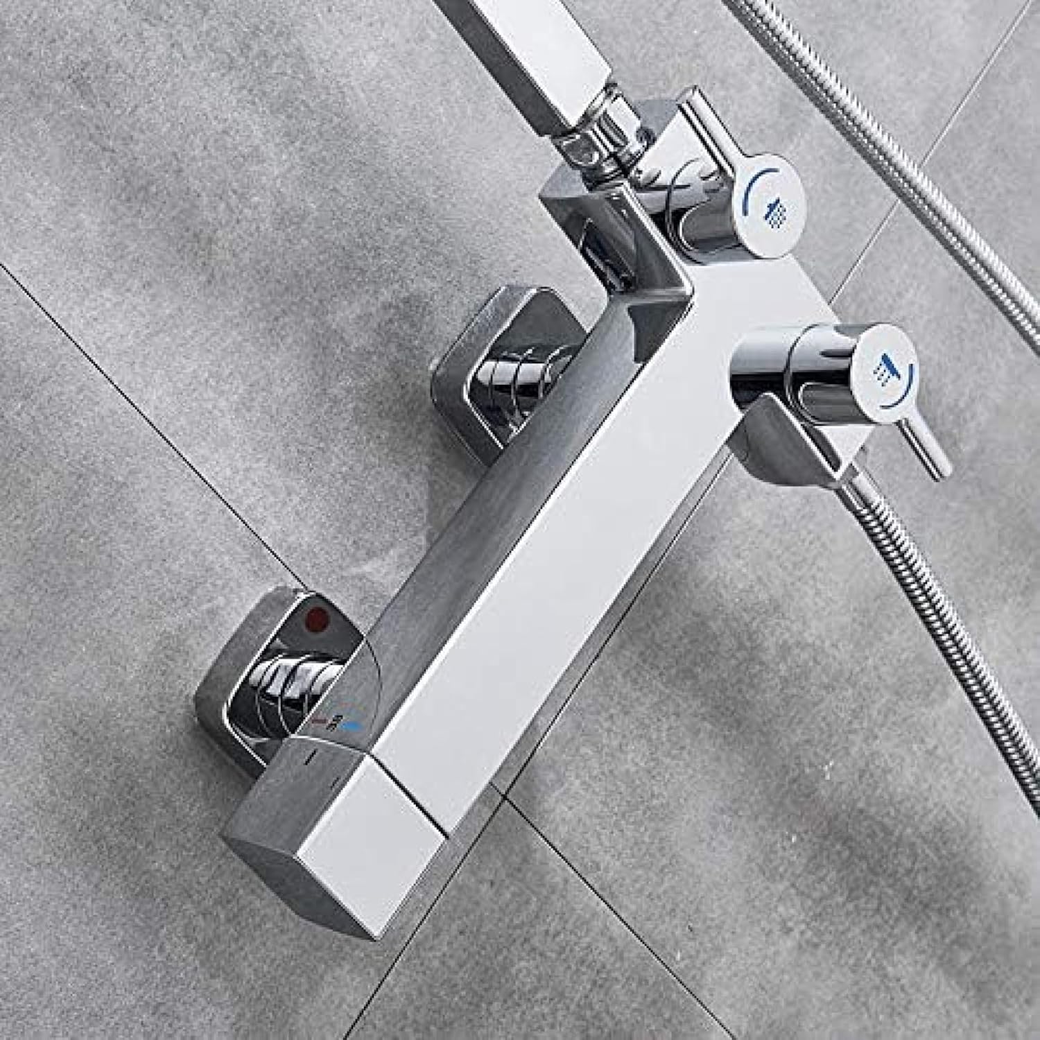 TECKI Rainfall Shower Faucet Set with Antique Brass Handheld Head 1