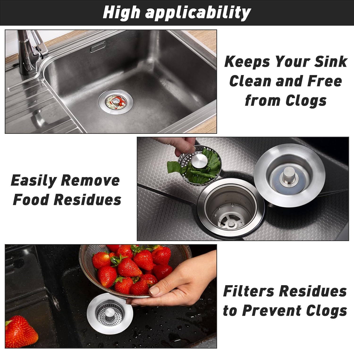KENPMA 3-in-1 Kitchen Sink Drain Strainer
