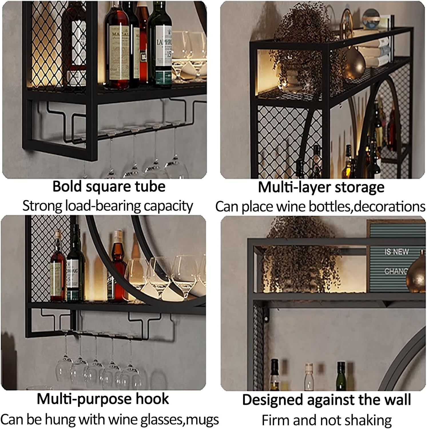 XONJEMU Wall Mounted Wine Rack with Stemware Hanger
