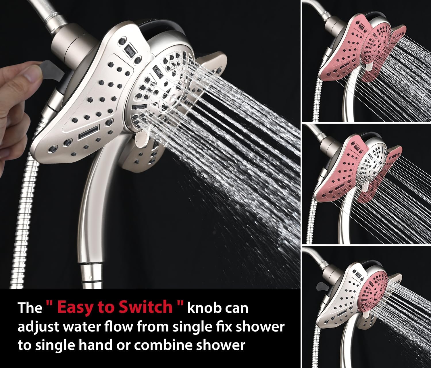 GRICH 25GPM Handheld Shower Head Combo with 9 Spray Modes