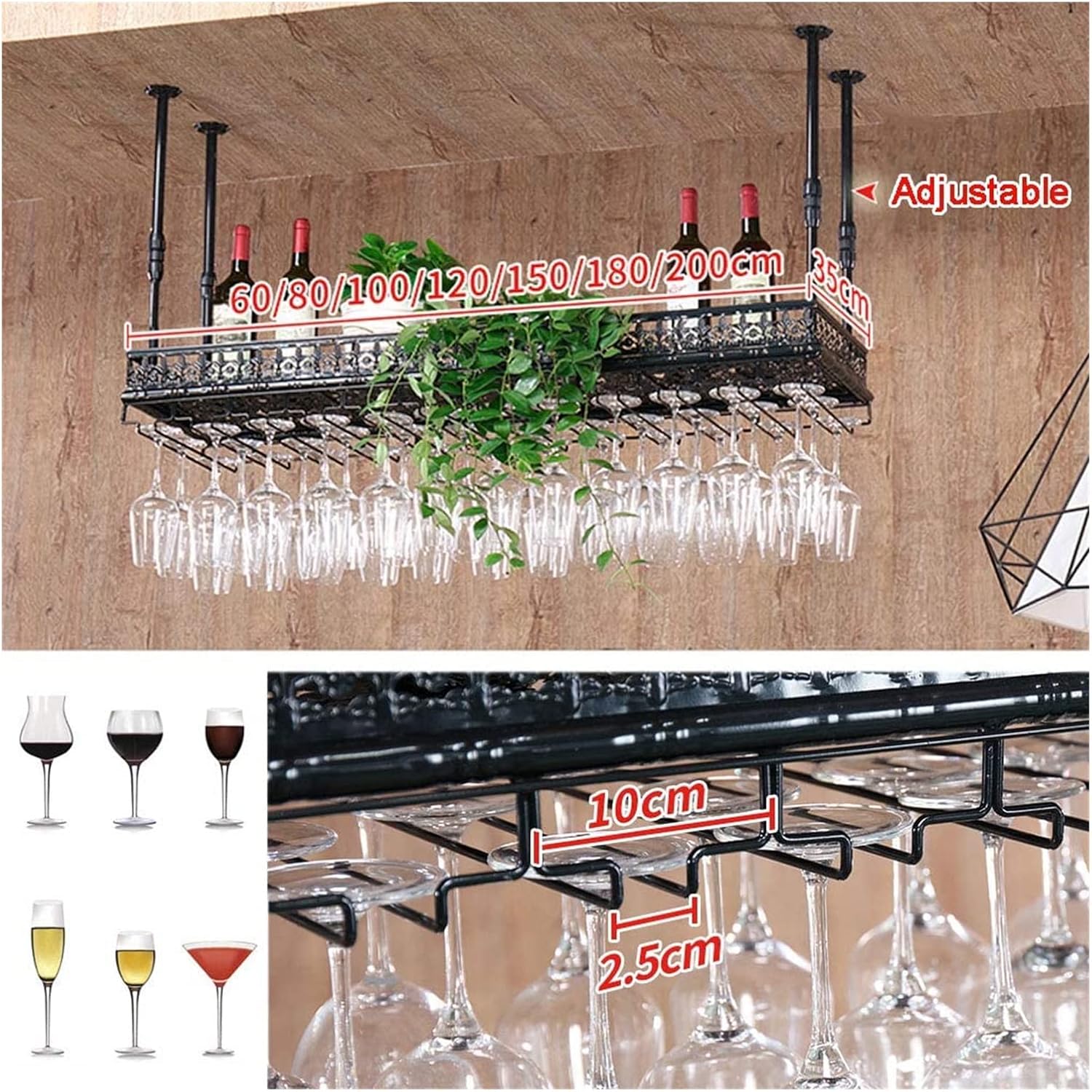 ALDEPO Wall-Mounted Wine Rack 24 Adjustable Decor Shelf