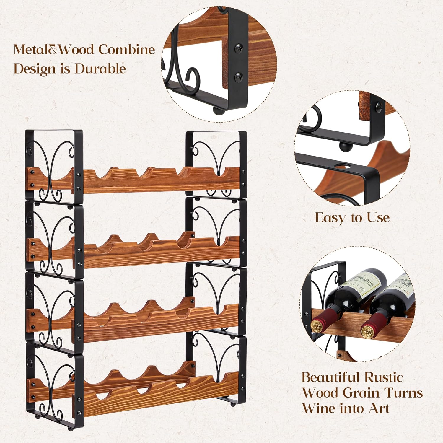 Xcosrack Freestanding Wine Rack with 4 Tiers and Patent Design