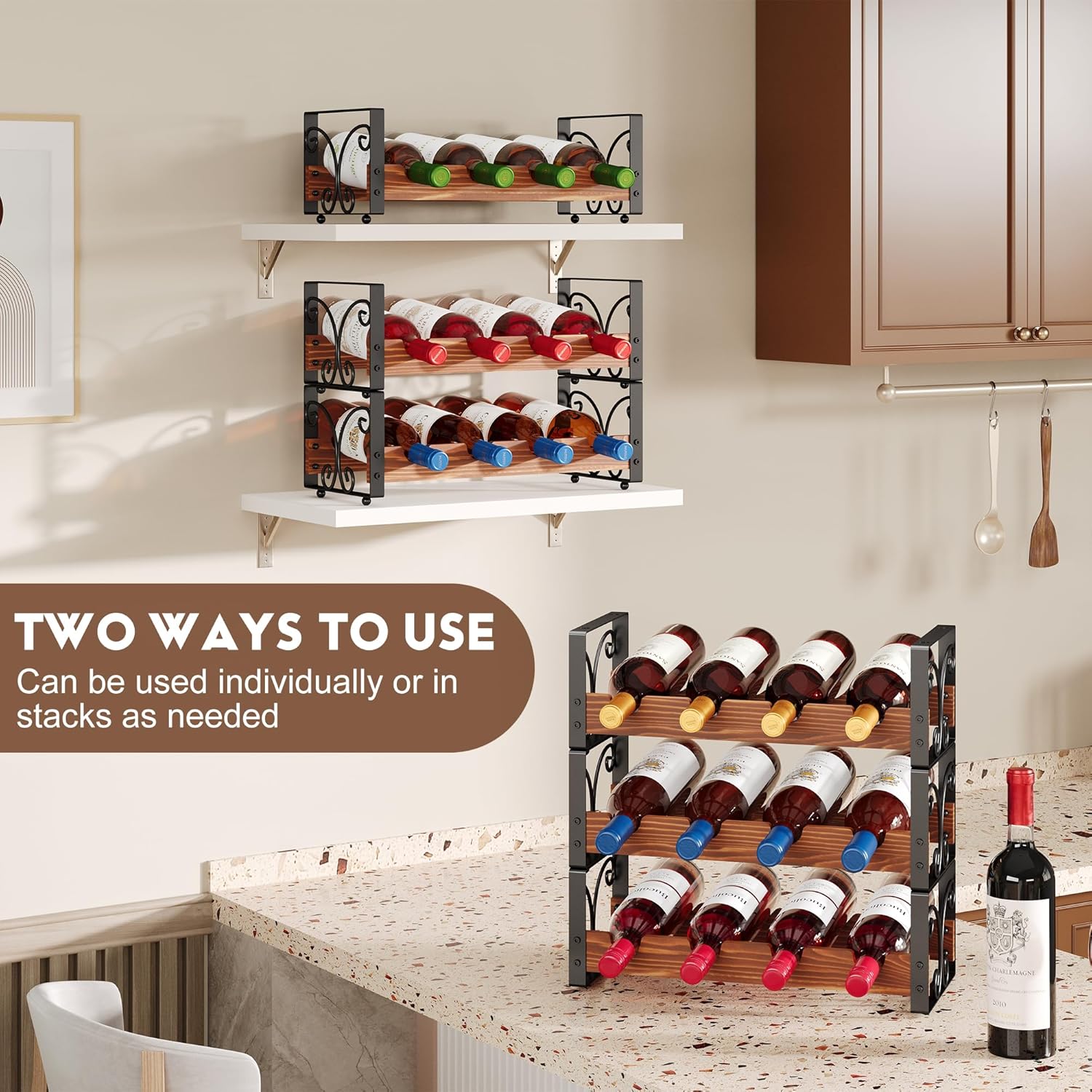 X-cosrack 6-Tier Freestanding Wine Rack with 24 Bottles Capacity