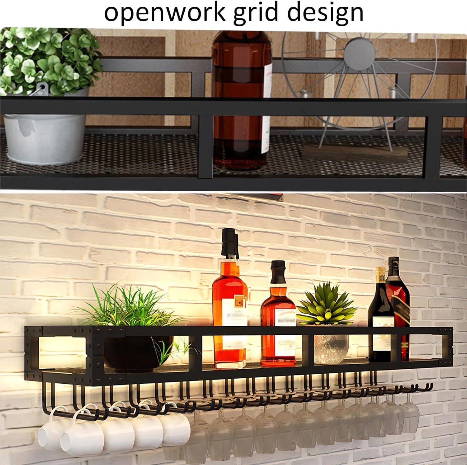Wall-Mounted Wine Glass Holder For Kitchen Bar