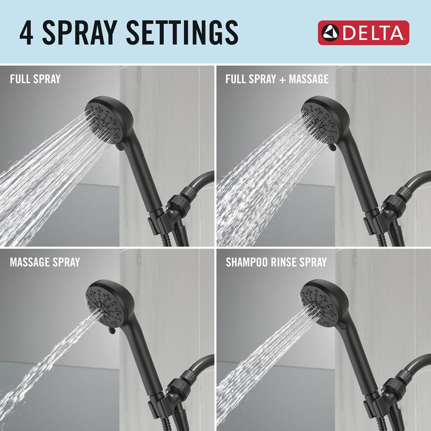 Delta 4-Spray Handheld Shower Head Matte Black 1