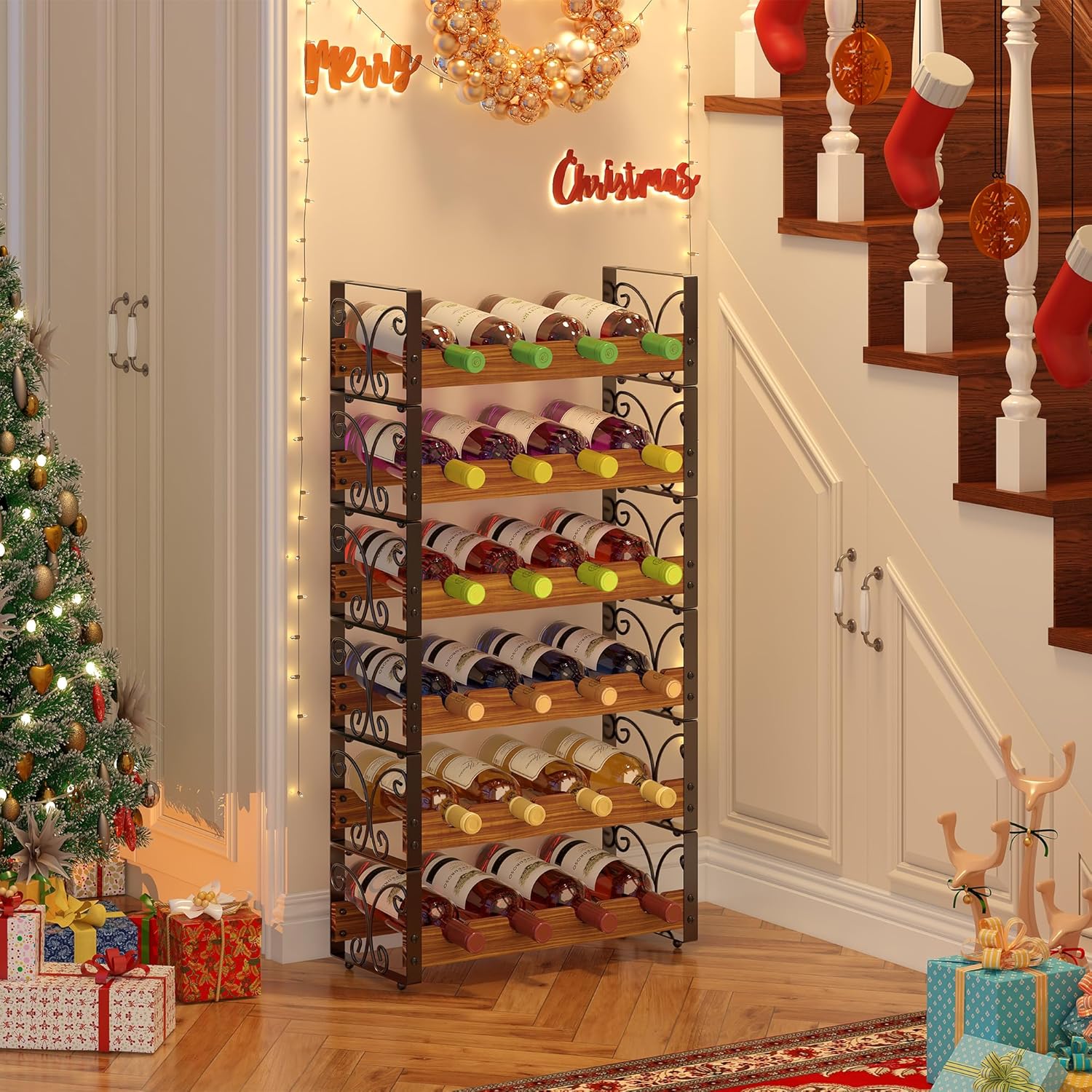 X-cosrack 6-Tier Freestanding Wine Rack with 24 Bottles Capacity