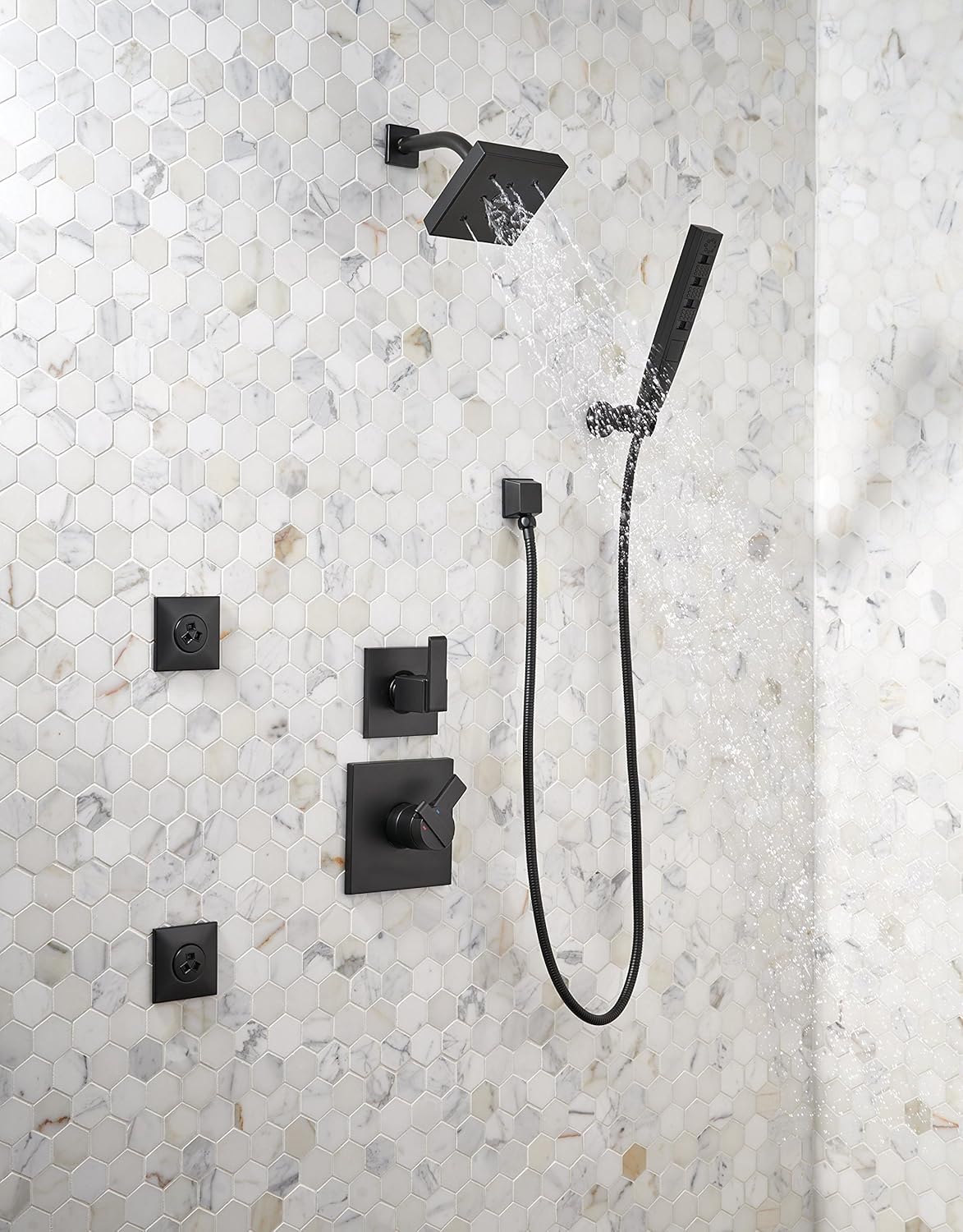 Delta H2Okinetic 5-Spray Matte Black Handheld Shower with Hose
