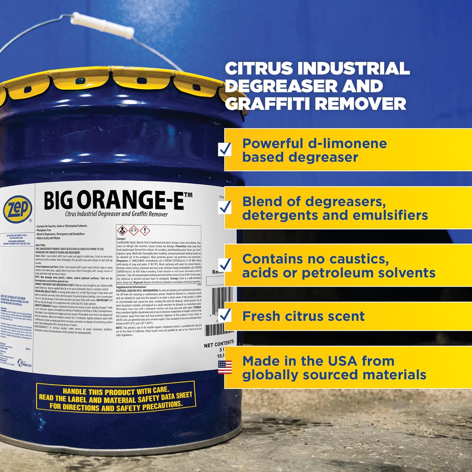 Zep Big Orange-E Heavy-Duty Citrus Degreaser 5 Gallon