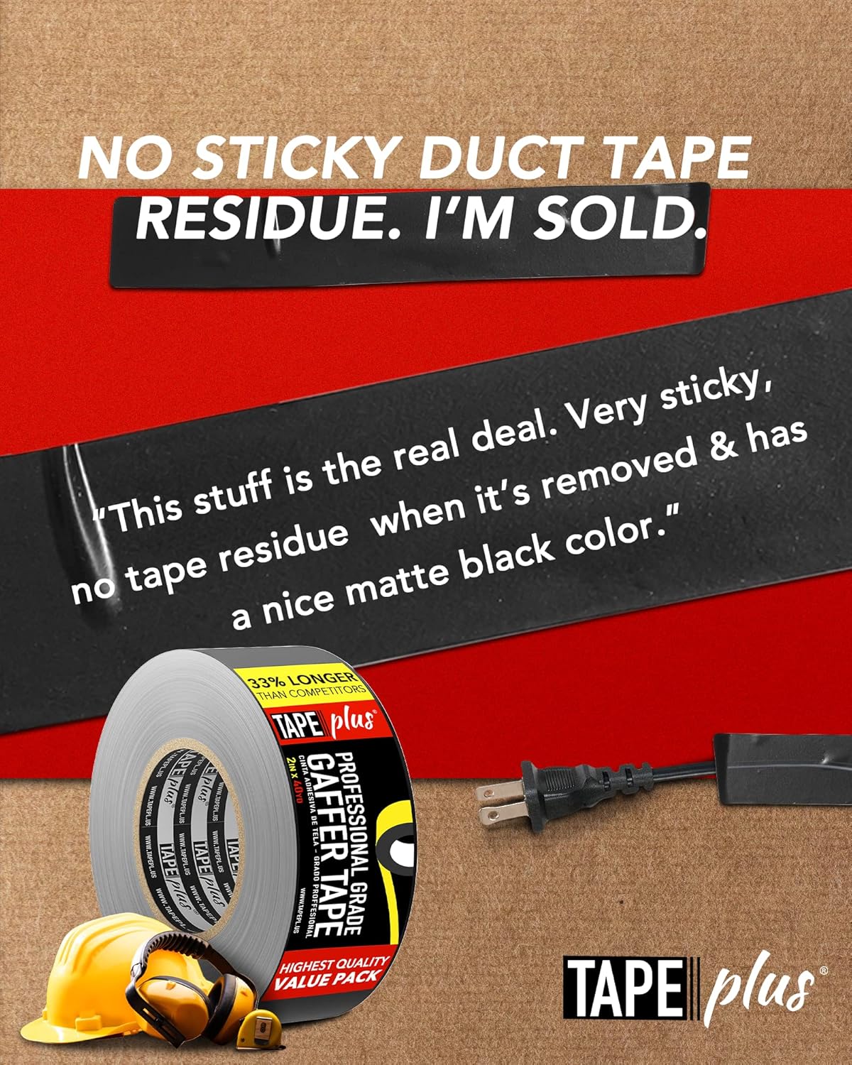 4 Pack Gaffer Tape 2in x 40 Yards Matte Black