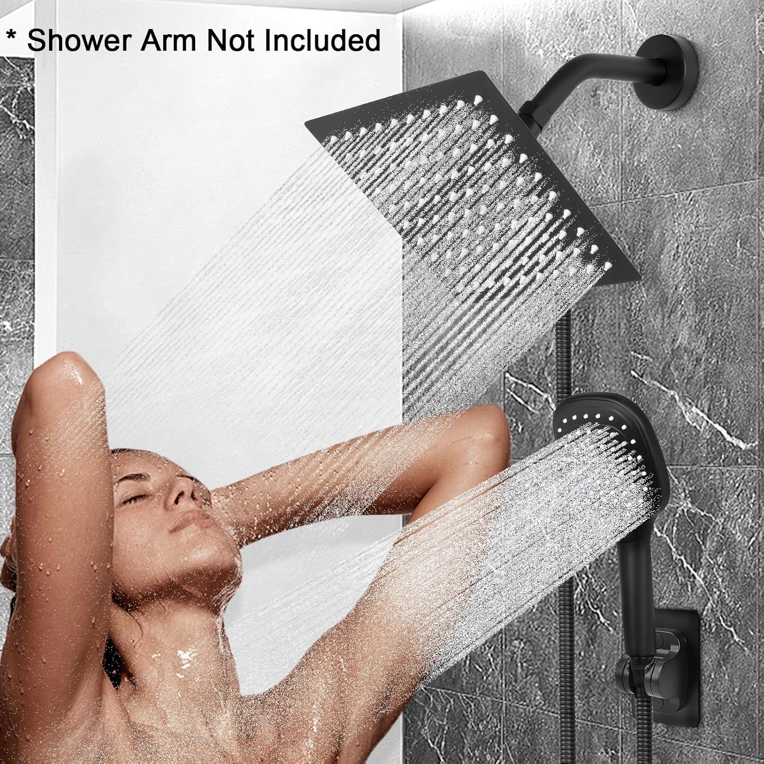 NearMoon Shower Head with 3 Settings and 5ft Hose - Matte Black