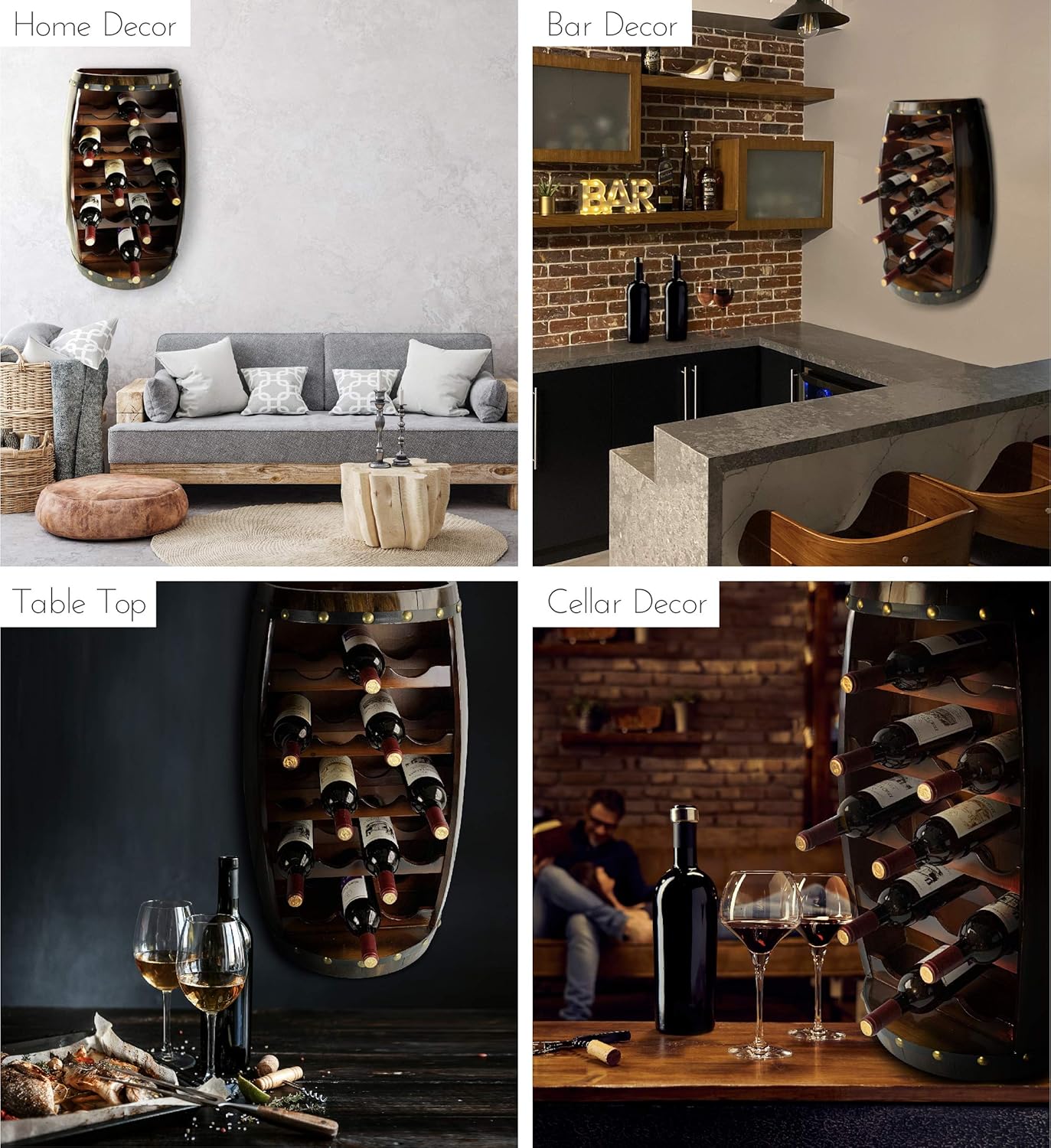 CoTa Global Alexander 18-Bottle Wooden Wine Rack - Wall Mounted and Free Standing
